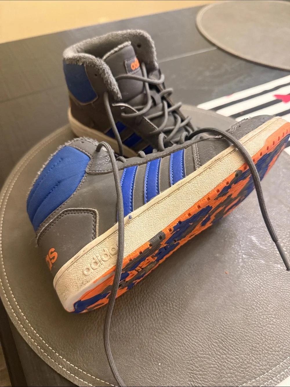 adidas Kids High-Top Sneakers in Gray and Blue